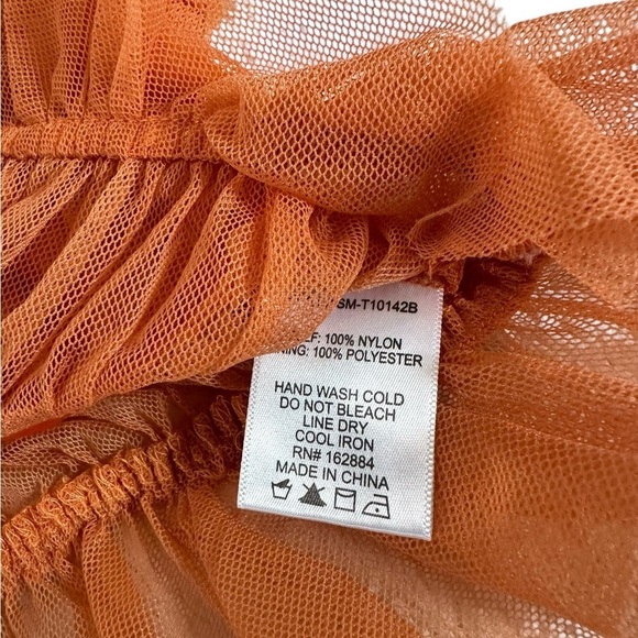 Sky to Moon Orange Puff Sleeves Tulle Crop Top Size M - Picture 11 of 17